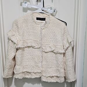 Zara Woman Textured Cream Jacket